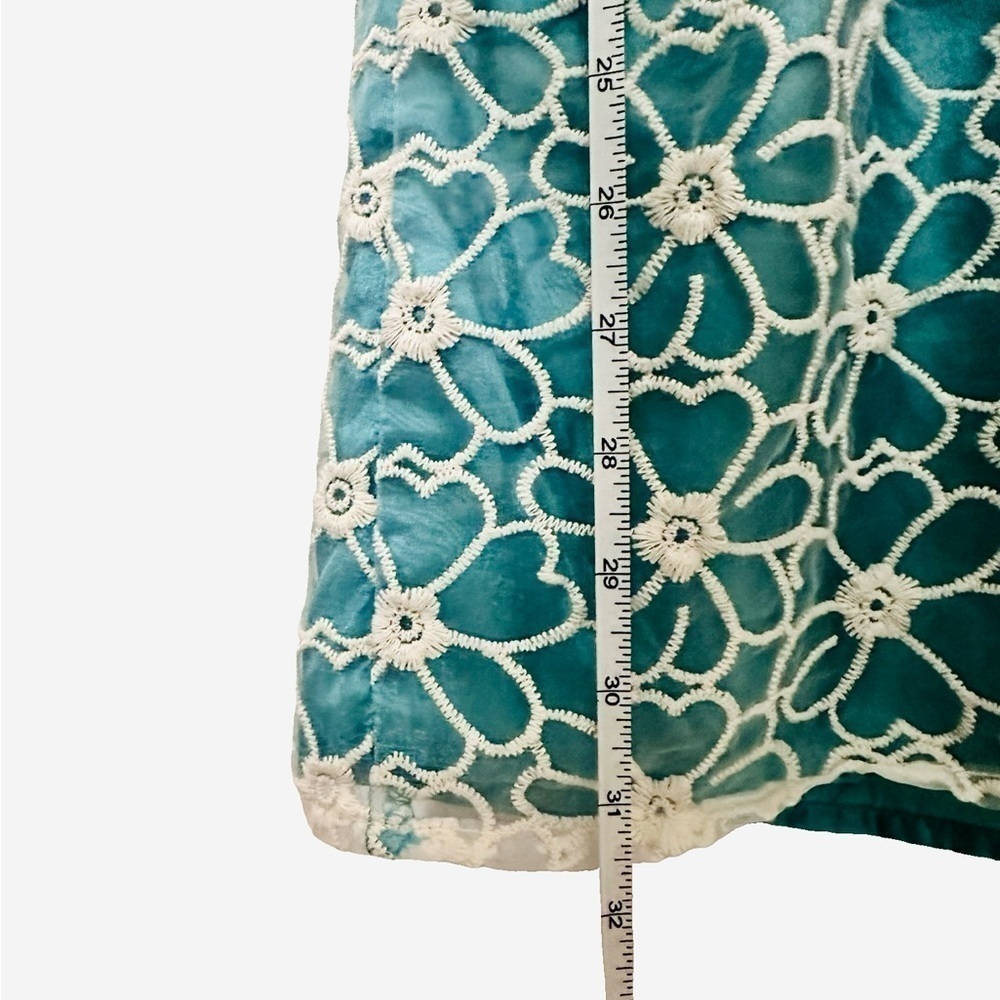 Francesca's Whisper Mini Dress White Floral Lace Overlay Mint Teal Lining Small - Picture 8 of 11